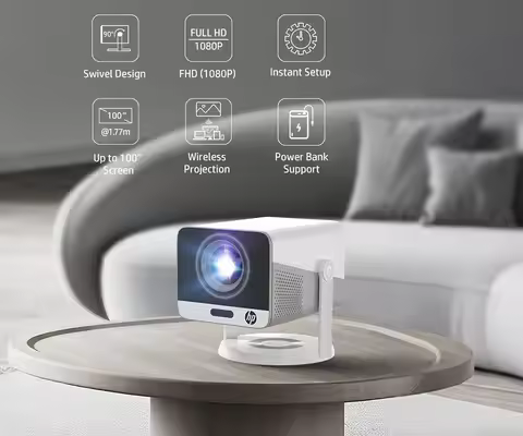 HP Projector MC425 1080P FHD Android 14 with Dual Wifi6 & BT5.4 Allwinner H726 Beamer Home Theater S