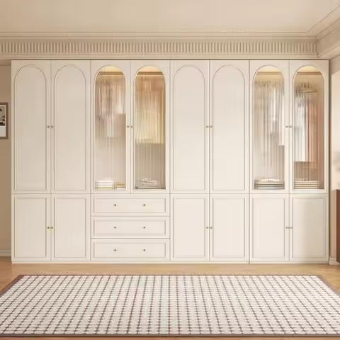 Minimalist Design Wardrobe Glass Door Storage Shelves Modern Organizer Wardrobe Space Saving Moveis 
