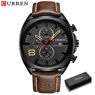 CURREN Mens Watches Waterproof Quartz Chronograph Leather Military Sport Wrist Watch(8324)
