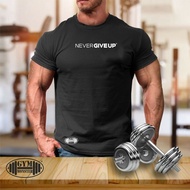 Never Give Up T Shirt Gym Clothing Bodybuilding Training Workout Boxing Men Top top tee