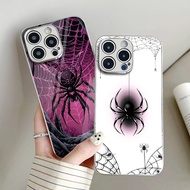 spider 02 Silver Electroplated Glass Phone Case For Iphone 16 16e 15 Pro Max 14 13 12 Mini 11 Xs Xr