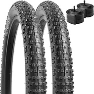 2 Pack 24" Bike Tires 24x2.60/66-507 Plus 2 Pack 24" Bike Tubes Schrader Valve 2 Rim Strips Compatib
