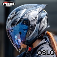 หมวกกันน็อค REAL HELMET OSLO ชิวด์ สี Clear Chrome Blue แว่นตา2ชั้น รองรับ : การติดตั้งบลูทูธ