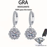 【 GRA Certificate Attached 】 2ct moissanite earrings, s925 sterling silver plated platinum fashionab