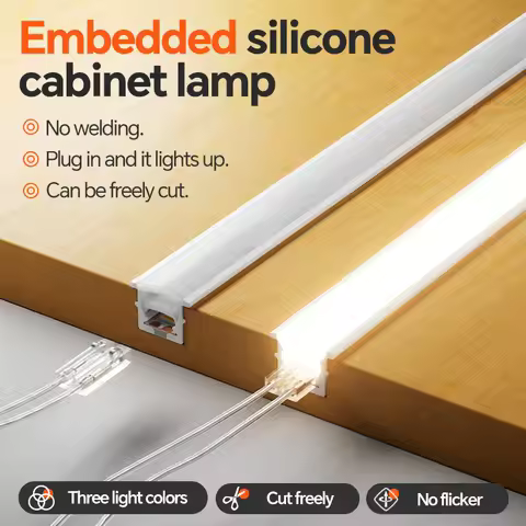 24V Neon LED Strip Light 2PIN Dupont Connector Cuttable 3-Color Optional Flexible for Kitchen Cabine