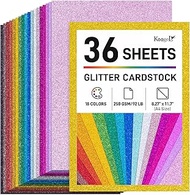 Koogel Glitter Cardstock Paper, 36 Sheets Sparkly Paper A4 Premium Craft Cardstock 18 Colors for Cri