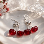 SHCER Cherry Earrings, Exaggerate Resin Dangle Earrings, Creative Cute Ear Jewelry Fruit Earrings Ca
