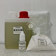 PAKET RESIN 500 GRAM TALC KATALIS MAT FIBER TALC Recine Resine Talk Catalyst Serat Matjushi Dempul P