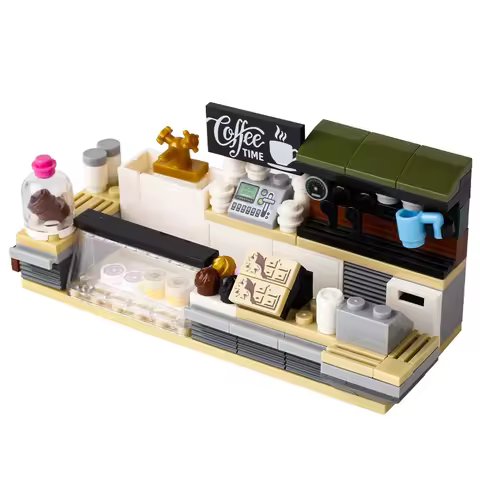 MOC City Supermarket Shop Store Building Blocks Street View Drink Food Vegetable Food Accessories De