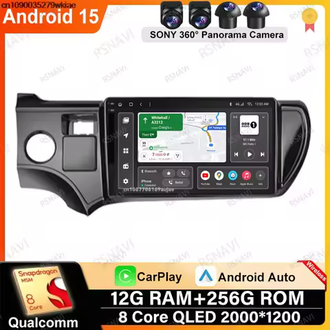Android 15 For Toyota Aqua Prius C 2011- 2016 2017 Snapdragon Viedo Player 5G WIFI QLED WIFI+4G DVD 