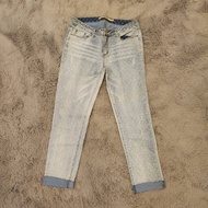 Bleached Jeans Straight Legs 4 Parts Polka Dot Pattern White Brand Cache