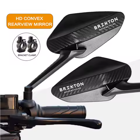 Carbon Fiber Rearview Mirror Adjustable Motorcycle Convex Mirrors 8mm For BRIXTON Cromwell 125 1200 