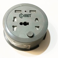 Ổ cắm điện du lịch Comet CES9111 dây dài 1m 2 ổ USB 1 ổ 3 chấu 1 ổ 2 chấu - Hàng Chính Hãng