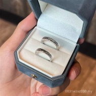 Couple Style Niche Sterling Silver High-End Simple Ring Gift 999 Opening Send Girlfriend Lettering C