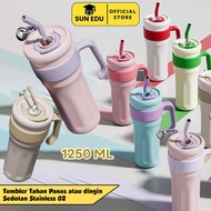 1250ML Jumbo Double Wall Tumbler Heat and Cold Resistant with 2 Straws Aesthetic Adult Drinking Bott