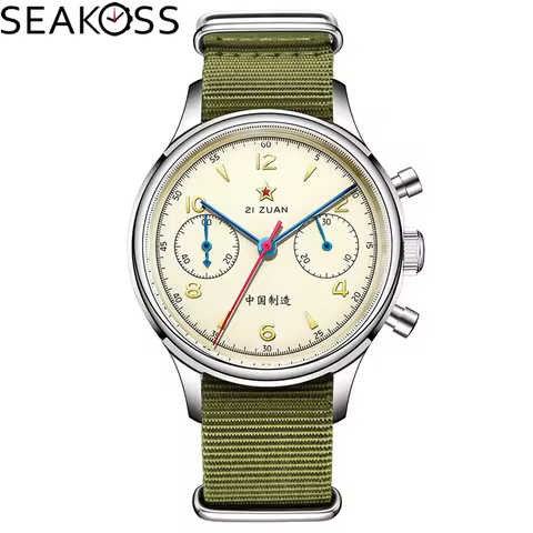 Seakoss Men 1963 Chronograph 38mm Sapphire Glass Luminous Seagull ST1901 Movement Pilot Aviation Mec
