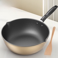 Stainless Steel Flat Bottom Wok Pan Non-Stick Cooking Utensil Multi-Functional Home Electric Inducti