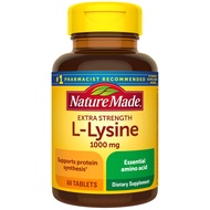 Nature Made Extra Strength L-Lysine 1000 mg Tablets, 60 Count for Protein Synthesis (Pack of 3) Natu