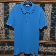 kaos polo pria LACOSTE second original Biru Tosca 