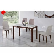 tbbsg homefurniture outlet 1+4 MARBLE TOP DINING TABLE SET (L120CM X D70CM) (FREE DELIVERY AND INSTALLATION)