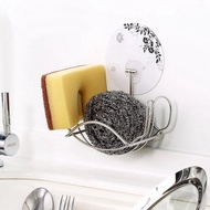 304不鏽鋼製菜瓜布架　與鋼刷一併收好　好用的水槽籃物件