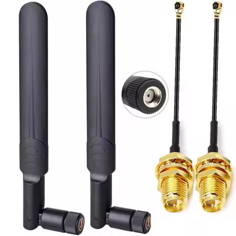2 X 8dBi WiFi Antenna 2.4GHz 5.8GHz Dual Band RP-SMA Male +2 X 15CM I-P-E-X-1 to RP-SMA Female Pigta