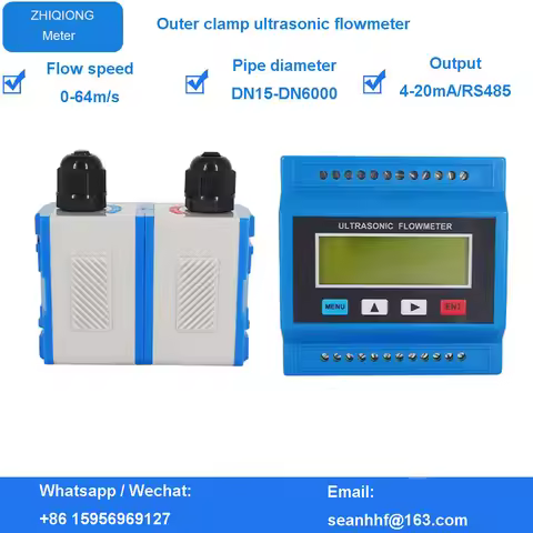Modular ultrasonic water meter flowmeter sensor external clip power supply 8-36VDC measurable heat 4
