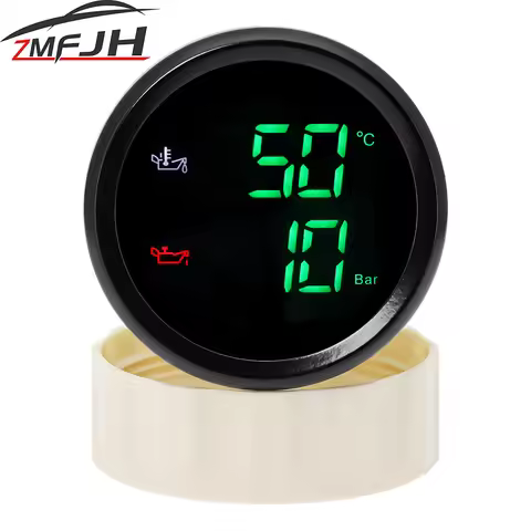 2 In 1 Oil Temperature +Oil Pressure Gauge 50~150 Celsius Oil Temp Gauge 0-10 Bar Oil Pressure Meter