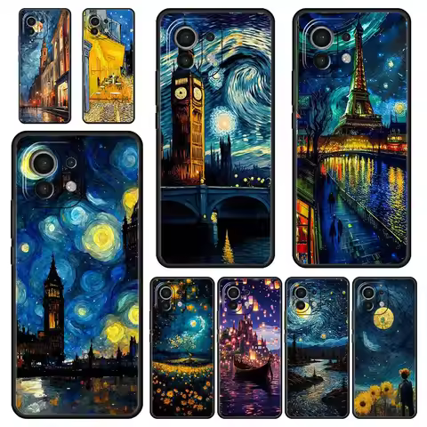 Starry night van gogh Phone Case For Xiaomi 14 13 12 11 Lite 13T 12T 11T Pro 9T Mi Poco X6 X5 M3 X3 