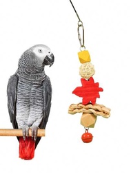 1入隨機風格交付的鸚鵡玩具鸚鵡鞦韆鳥鞦韆楓葉橡實暖色大鳥籠飾品，適用於秋冬季節