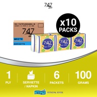 747 Serviette 100gm (WHITE) x 10 Packets (Carton)