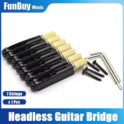 Headless Guitar Bridge Headless for 7-String Electric Guitar Brass Bridges Black