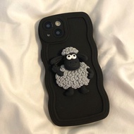 Phone Case Suitable for IPhone 11 12 Pro Max X XR XS MAX 7 Plus 8 Plus IPhone 13 Pro Max IPhone 14 Pro Max IPhone 15 Pro Max Soft 15 Pro Cartoon Black 3D Sheep Accessories