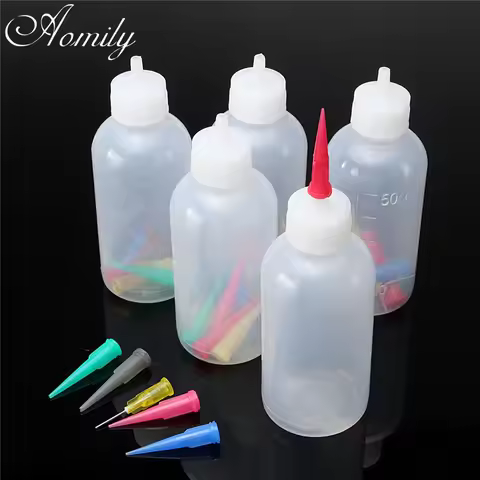 Aomily 5pcs/Set Jam Painting Squeeze Bottles with 35 Nozzles Cake Decor Family Baking Pastry 50ML Bo