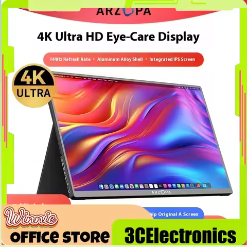 ARZOPA portable monitor 4k144hz secondary screen laptop extended screen swith external screen audio