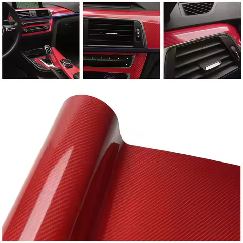 6D Red Carbon Fiber Vinyl Car Wrap Film Roll Self-Adhesive Waterproof Sticker for Auto Adhesive DIY 