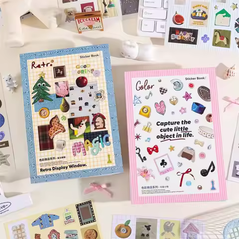 50 Sheets A5 Sticker Book Retro Showcase Cute Aesthetic Stickers Set DIY Scrapbook Journal Decor Sti