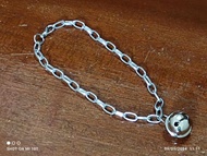 สร้อยคอแมว สร้อยคอหมา ปลอกคอ โซ่อลูมิเนียม สีเงิน รอบคอ 6-14 นิ้ว กระพรวนสีเงิน (LTH-โซ่#420)