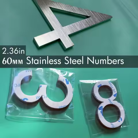 2.36in/60mm Stainless Steel Wall Number Stickers Self-adhesive Metal House Door Numbers 0 To 9 For L