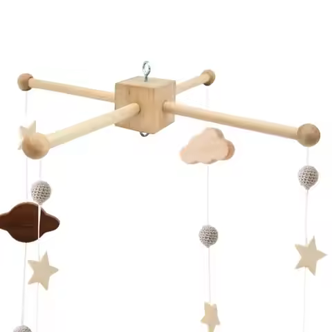 DIY Wooden Mobile Frame Wooden Infant Crib Hanger Mobile Bed Bell Bracket Newborn Baby Toys Wooden B