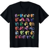 Amber's 24s Colorful ASL Alphabet Animals Letters and Signs for Kids T-Shirt Cotton Combed