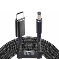 USB C to 5.5mm Adapter Cable Braided 19V 20V 100W Power Bank Battery Pack Charging Supply