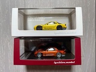 🔥[全新現貨 一對走] 1/64 1:64 日本 IG Ignition Model x Tarmac Works Rocket Bunny RX-7 FD3S Yellow IG1410 Orang
