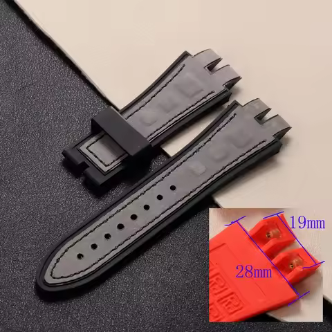 28mm 26mm Black Soft Nature Rubber Silicone Watchband For Roger Dubuis Watch Strap For EXCALIBUR Ser