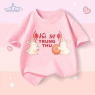 Cotton T-shirt decorated with Mid-Autumn Festival images (TT5) for children - Latest model in 2025. 