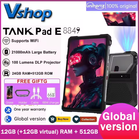 Unihertz 8849 TANK PAD E Rugged Tablet with Projector 24GB+512GB Android 21000mAh 120Hz 50MP Camera6