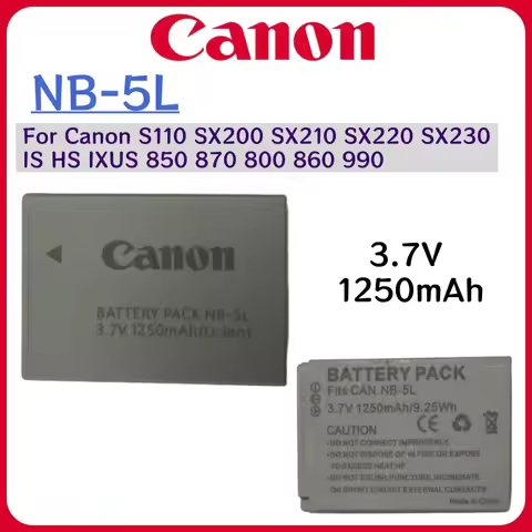 Original 1250mAh NB-5L Bateria NB 5L NB5L Battery for Canon Powershot S100 SX200 SX210 IS SX230 HS S
