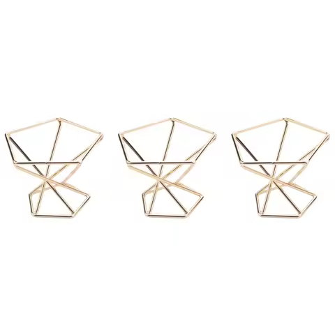 A84X-3 Pcs Geometric Air Plant Holder Airplants Rack Metal Plants Stand Planter Shelves Himmeli Deco