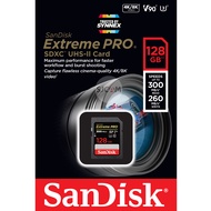 SanDisk Extreme PRO SDXC UHS-II Cards ความจุ 128 GB  ความเร็วอ่าน 300 MB/S (SDSDXDK-128G-GN4IN) เมมโมรี่ การ์ด แซนดิส สำหรับกล้อง กล้องDSLR กล้องถ่ายภาพ กล้องถ่ายรูป รับประ