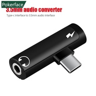 POKERFACE Headphone 2-in-1 Type C Dual-port Audio Adapter To 3.5Mm Jack Audio Charger Dispenser Acce